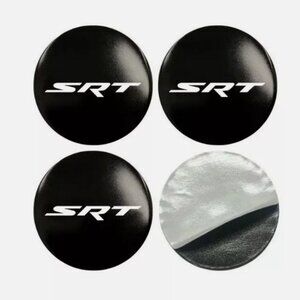 New Set of 4 Black Wheel Center Stickers 56MM/2.2 Inch For SRT Decals Emblems